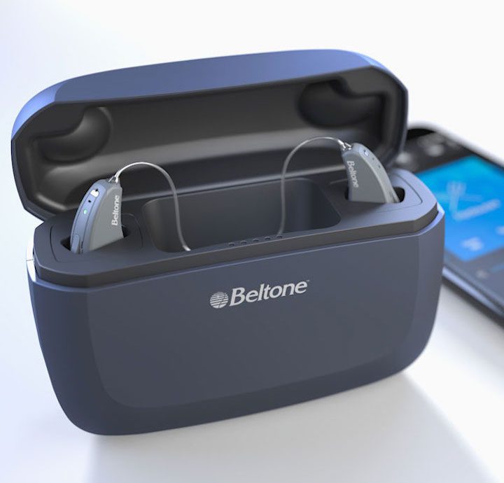 A Pair of Beltone Hearng Aid Devices in Carry Case